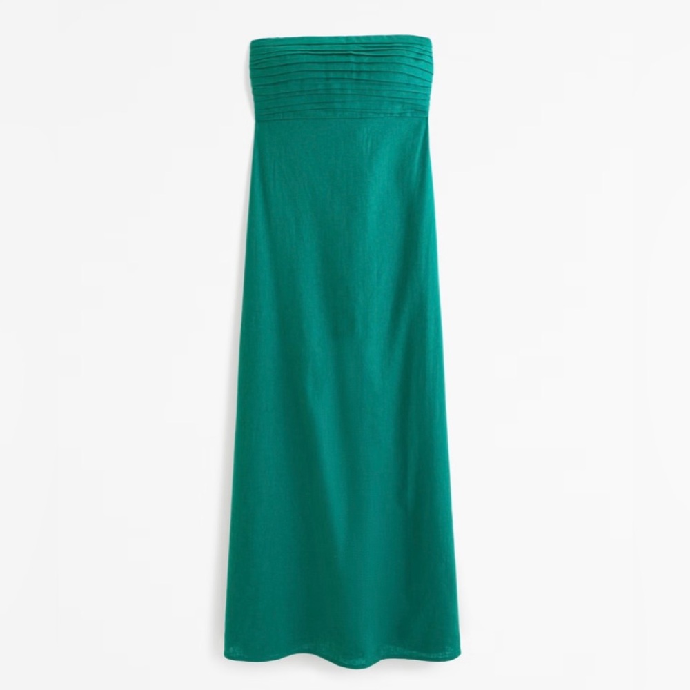 The A&F Emerson Green Strapless Linen-Blend Maxi Dress